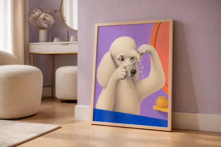 Poodle Wall Art, Funny Hair Salon Dog Print