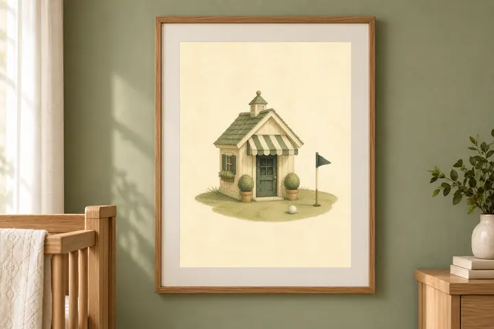 Golf Nursery Print, Little Golf Club House Wall Art