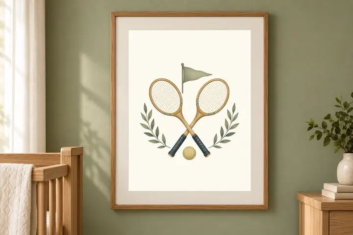 Match Point Tennis Nursery Print, Vintage Tennis Wall Art