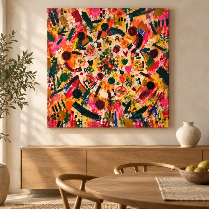 Around the Table Abstract Art, Thanksgiving Wall Art